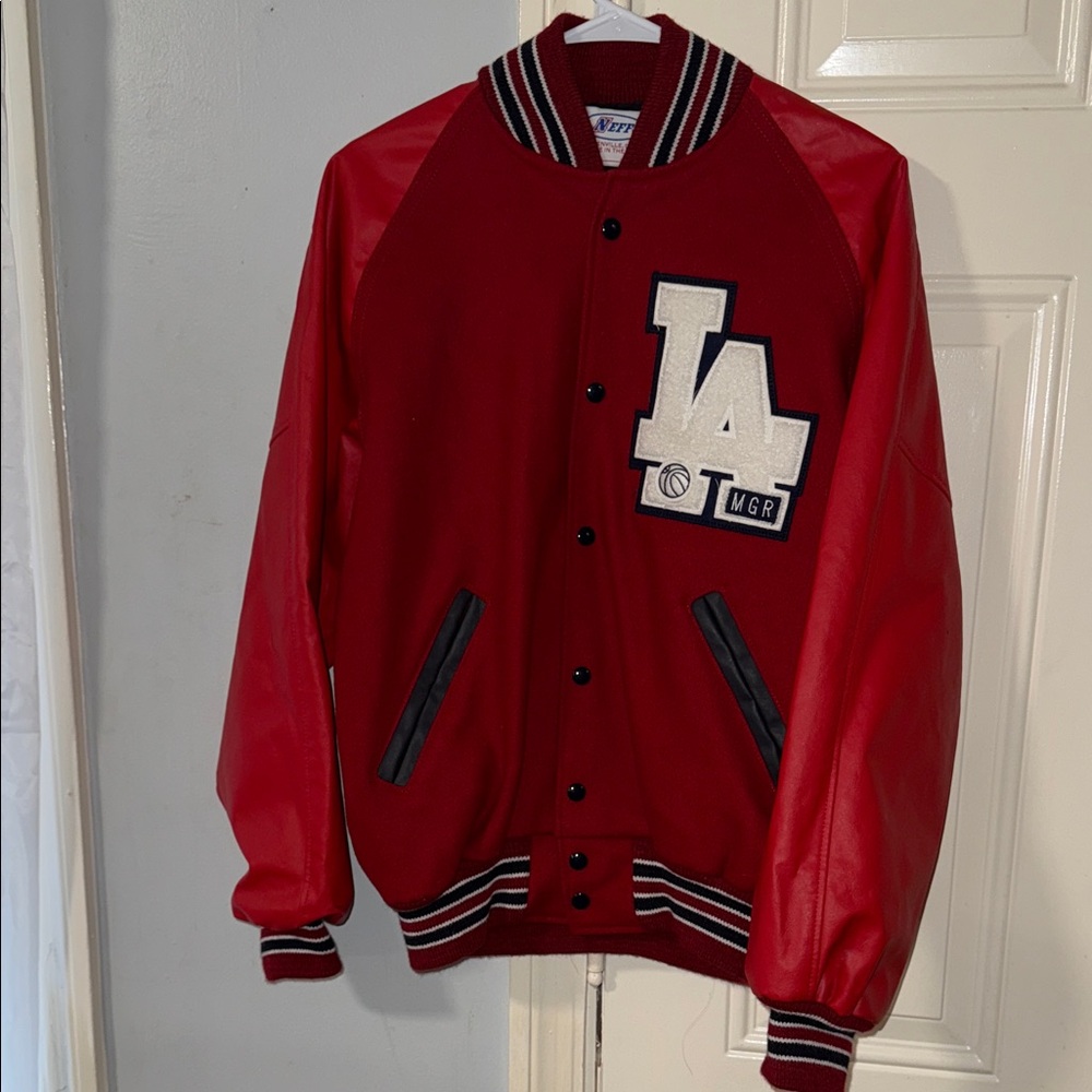 Red Varsity Jacket With La Patch - image 2